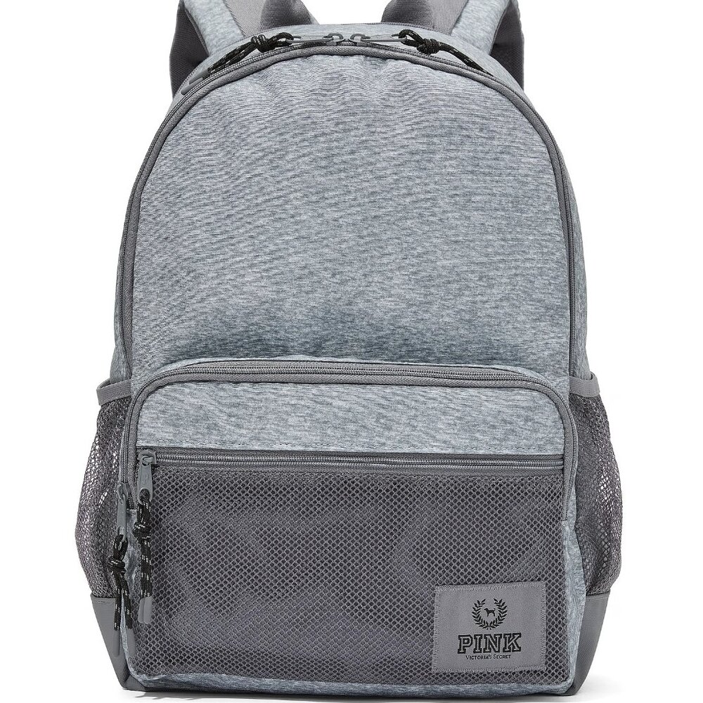 Authentic Victoria's Secret PINK 17" Classic Canvas Backpack Heather Gray NWT